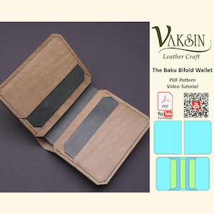 The Baku leather bifold wallet PDF pattern, bifold wallet pattern, leather wallet pattern, billfold wallet template, leather pattern pdf
