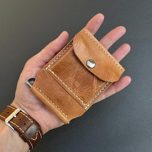 Handgemachte Geldklammer aus Leder mit Münzbeutel / Bestes Geschenk für Sie & Pflanzlich gegerbtes Italienisches Leder / Vaksin Leder