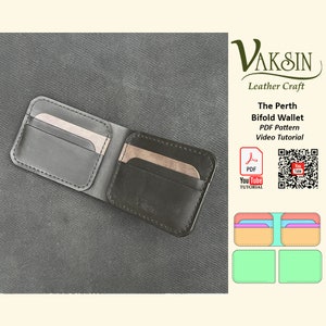 The Perth Leather bifold wallet pattern, leather wallet template, card holder pattern, compact wallet pattern, leather wallet pdf, Vaksin