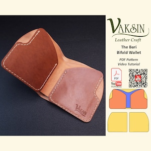 The Bari Leder Brieftasche pdf Muster, klassisches Brieftaschen Muster, Leder Muster pdf, Karte Brieftasche Muster, Bifold Wallet Template, Vaksin Leder
