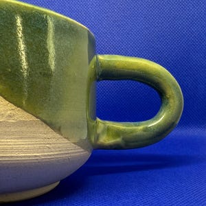 Taza de cerámica para espresso hecha a mano – Taza rústica de cerámica verde – Regalo estilo esmaltado tortuga