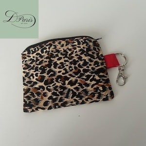 Monedero/estuche - Algodón - Cierre de cremallera - Cierre de llavero - Forrado - Leopardo