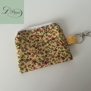 Geldbörse/Pouch - Baumwolle - Reißverschluss - Schlüsselanhänger - Gefüttert - Floral