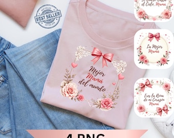 Melhor Mãe do Mundo PNG | Design espanhol de sublimação para o Dia das Mães | Gráfico da camisa Día de la Madre | Mãe Clipart | Arquivo PNG Latina | Pacote