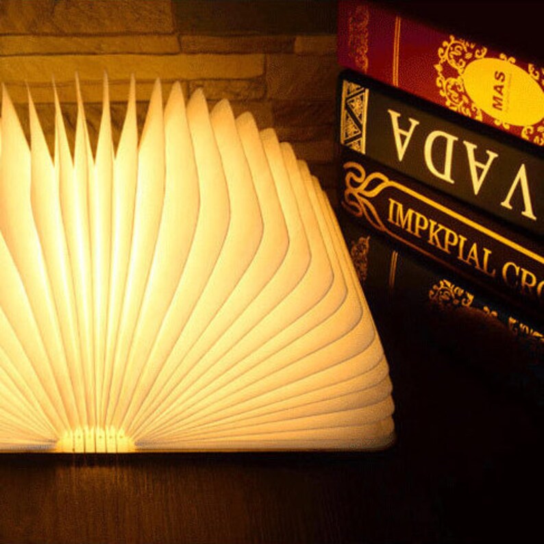Nuevo cambio de página y plegado LED Wood Grain Book Light / imagen 4