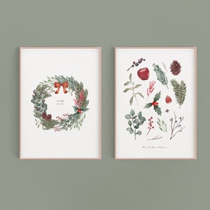 Set de 2 carteles A4 de acuarela de invierno para ofrecer o enmarcar | Papelería artesanal suave y acogedora | Regalo de bienvenida o inauguración de la casa