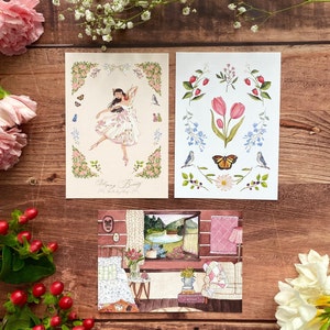 Lot de 3 cartes A6 de Printemps | Illustrées à l'aquarelle et idéales pour : remerciements maîtresse, mariage, fête, anniversaire