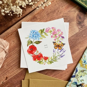 Carte couronne été à offrir ou pour décorer | Litha, illustra à l’aquarelle décoration nature | Plaisir d’offrir