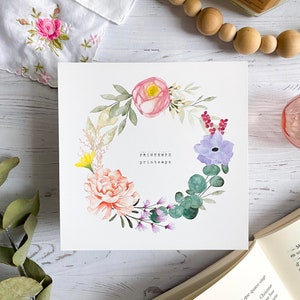 Poetic Spring Wreath Square Card | To decorate your office or child's room | For Mother's Day or Grandmother's Day