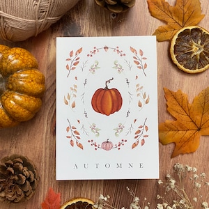 Carte postale Automne à offrir ou pour décorer | Ambiance Farmhouse et cottage anglais | A6, papier