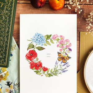Póster A4 Corona de verano de naturaleza en acuarela | Decoración de la habitación de los niños - regalo de bautismo - regalo de nacimiento