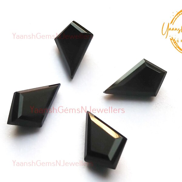 Natural Black onyx Kite Shape step cut both side flat back Jewelry Making Loose Gemstones 6X9MM To 15X20MM available