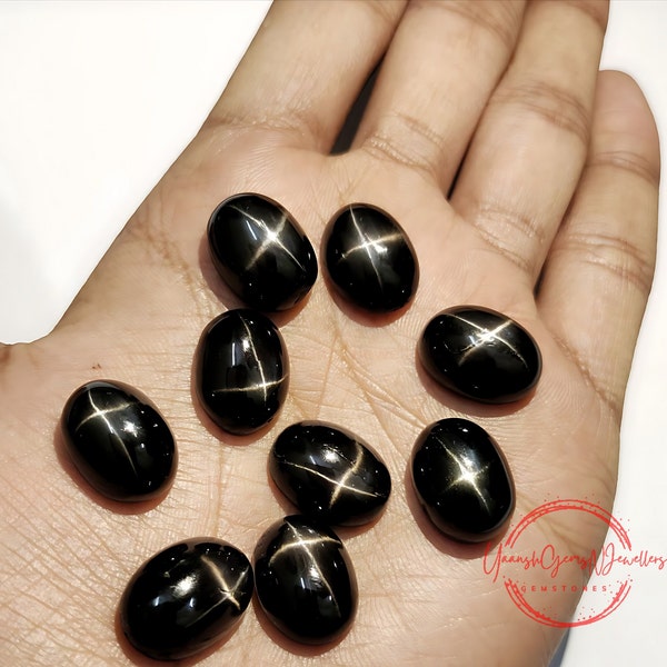 AAA+ Natural Black Star Diopside Loose Oval Calibrated Flat Back Gemstone Cabochons 6x8,7x9,8x10,9x11,10x12,10x14,12x16,13x18,15x20,16x22 MM