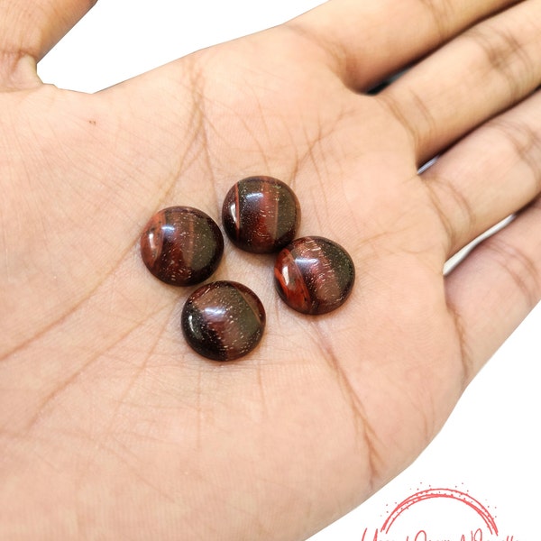 AAA Natural Red Tiger Eye Round Flat Back Loose Calibrated Cabochons 3,4,5,6,7,8,9,10,11, 12, 13, 14, 15, 16, 18, 20, 22, 24,25, 30 mm