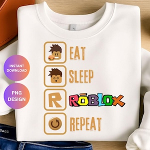Eat Sleep Roblox Repeat, png PNGEgg | Roblox Boy gamer-clipart | Digitaal sublimatieontwerp | Leuke bruine avatar-png voor jongens | Gaming Life-download