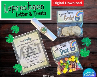 Printable Leprechaun Letter & Treats: Editable Canva Template (Digital Download)