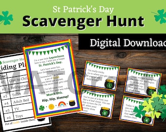 St Patrick's Day Scavenger Hunt- Edit clues in Canva