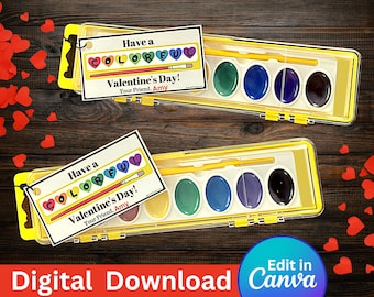 Colorful Watercolor Valentine Editable