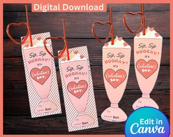 Sip Sip Hooray Straw Valentine