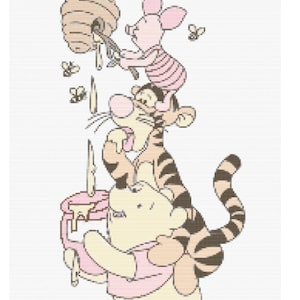 Baby Shower_Winnie The Pooh Eating Honey_ Cross Stitch Pattern_ PDF_ Instant Download