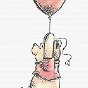 Winnie The Pooh Pink Balloon, Cross Stitch Pattern, PDF, Instant Download