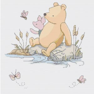 Baby Shower_Mariposas clásicas de Winnie Pooh_Personalizadas_Letras y números_Descarga instantánea_4 archivos PDF