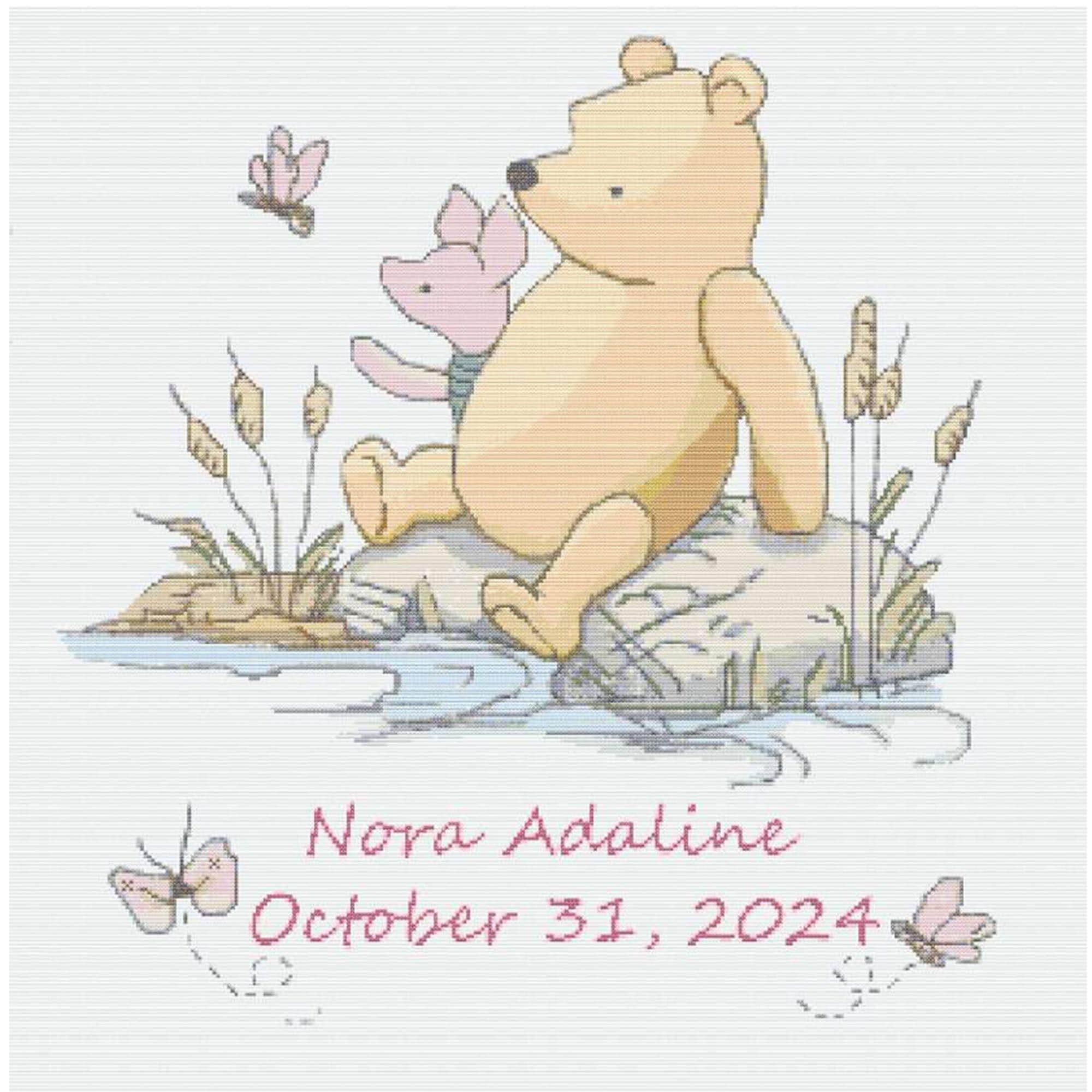くまのプーさんクロスステッチパターン、蝶（PDFパターン） - Etsy 日本
