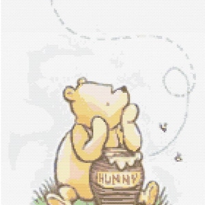 Chá de bebê_Clássico Ursinho Pooh Honey Walt Disney_ Padrão de ponto cruz_ Download instantâneo_5 gráficos, versão pequena e grande