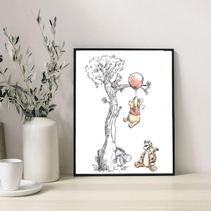 Patrón de punto de cruz de Winnie the Pooh para guardería: Globo colgado (patrón PDF) imagen 4