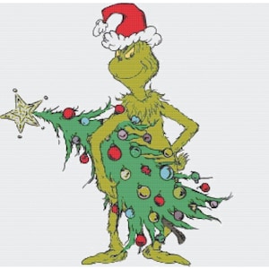 Grinch Christmas Tree Cross Stitch Pattern: Holiday Decor (Digital Download)