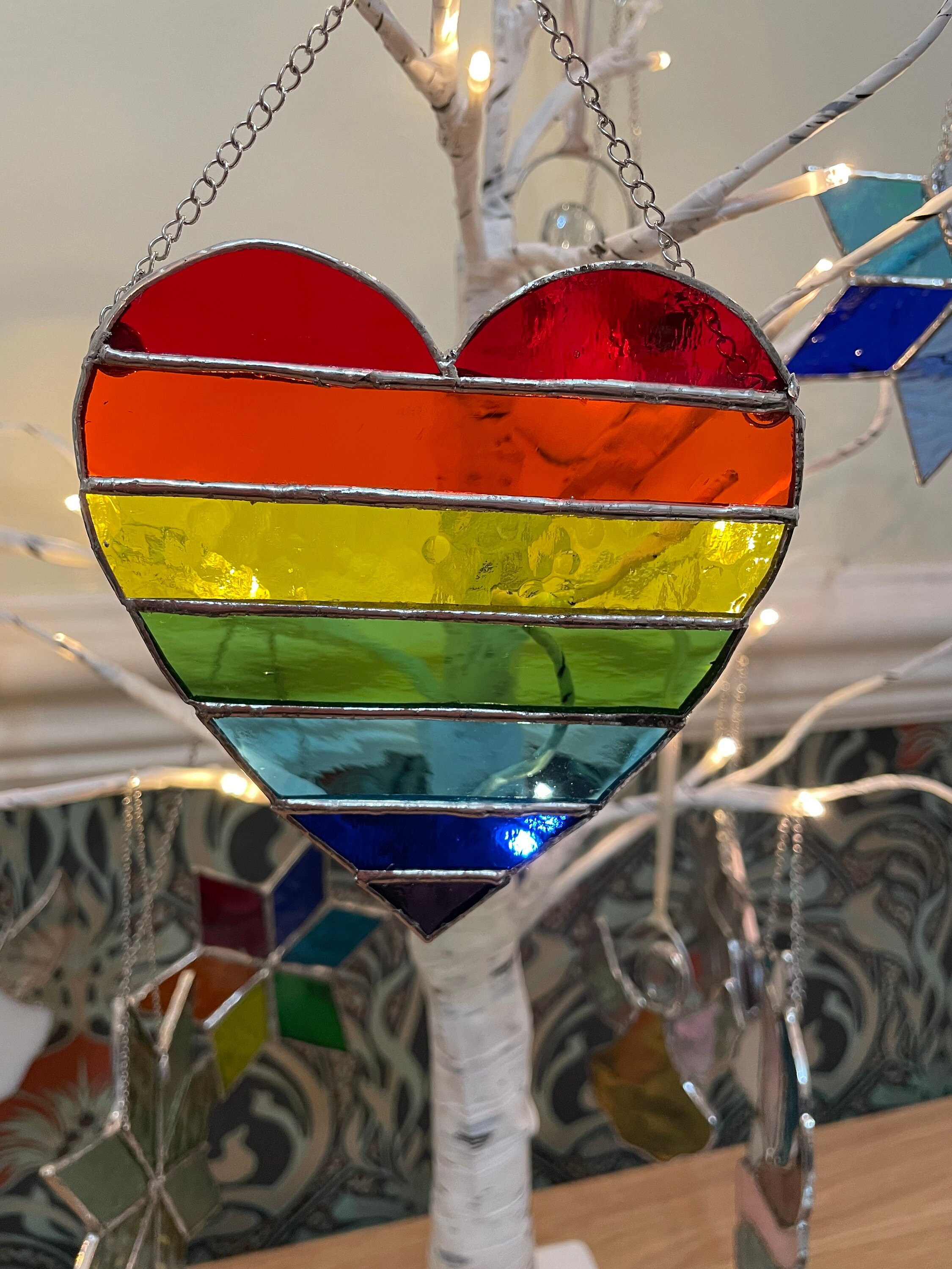 Stained Glass Rainbow Heart Etsy