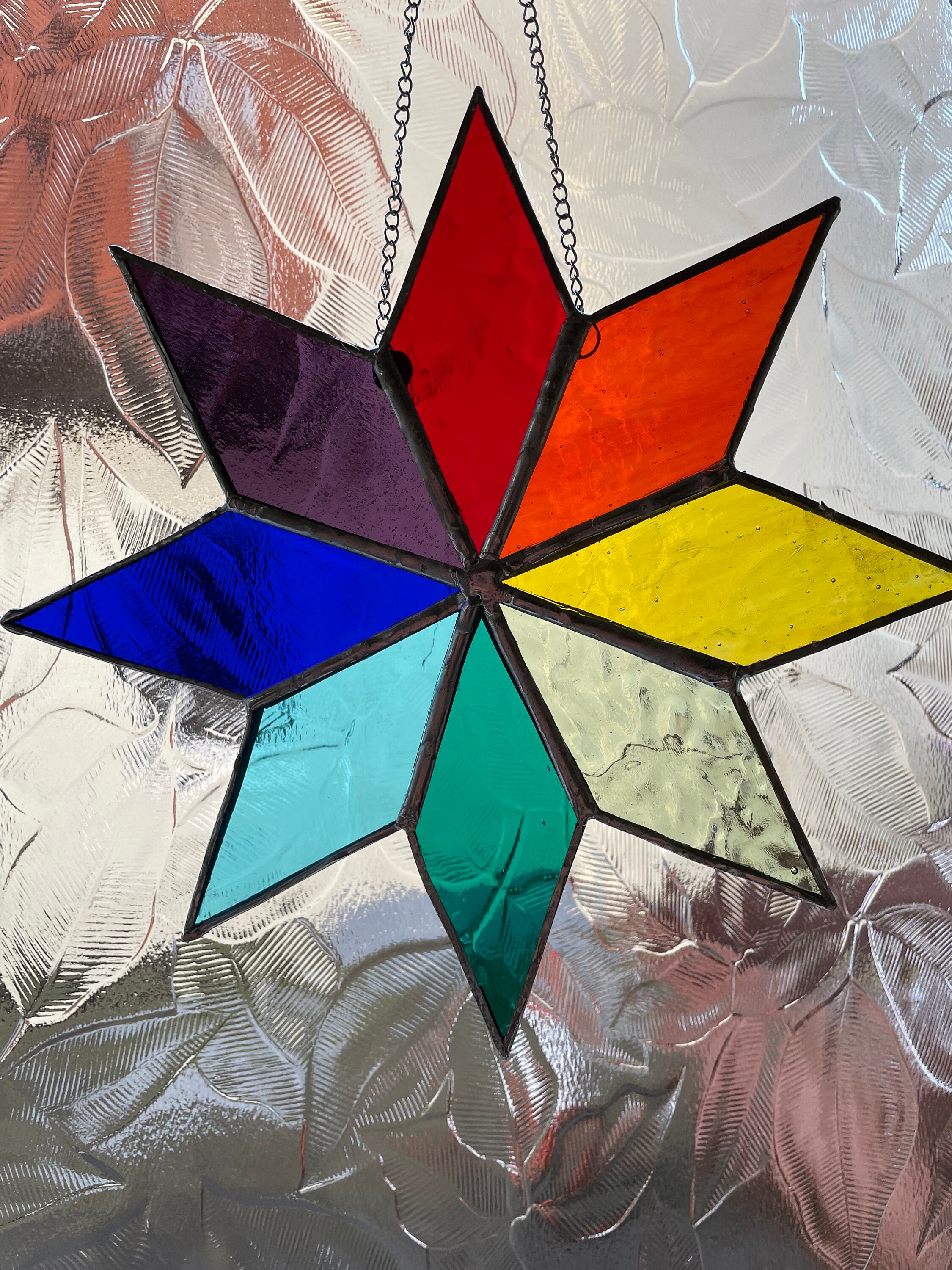 Large Stained Glass Rainbow Star Etsy