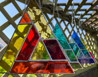 Stained Glass Boho Triangle Suncatcher