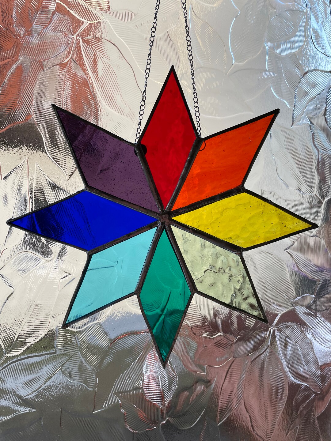 Large Stained Glass Rainbow Star Etsy