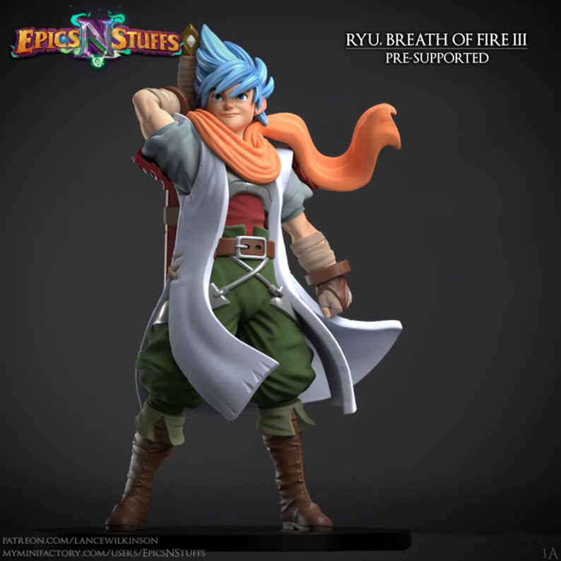 Ryu Breath of Fire III 3D Printed Dungeons and Dragons Etsy