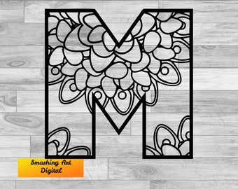 Alfabet kwiatowy Svg, alfabet M SVG, alfabet PNG, litera alfabetu Svg, alfabet kwiatów Svg, clipart alfabetu, alfabet dzikich kwiatów