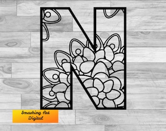 Alfabeto SVG N, Alfabeto floral Svg, Letra do alfabeto Svg, Alfabeto PNG, Alfabeto de flores Svg, Clip Art de alfabeto, Alfabeto de flores silvestres