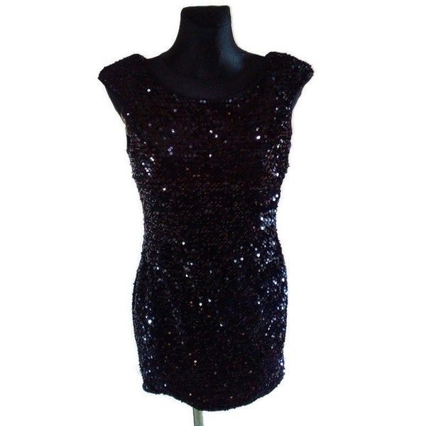 Robe paillettes noire / Mini robe / robe brillante / Robe scintillante / Taille S