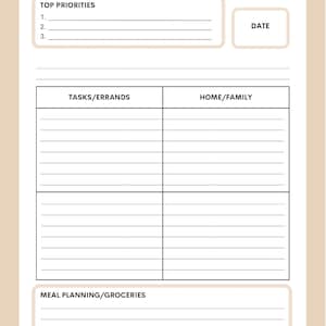 Day Planner Worksheet