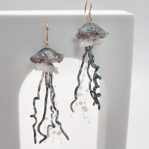 Jellyfish with Fresh Water Pearls Dangle Drop Hook Earrings with Gift Box KA2KA ER2103003