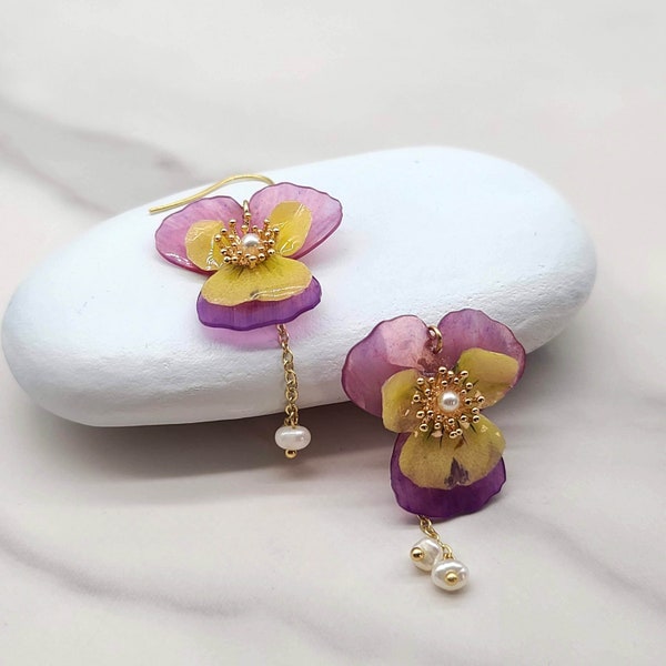 Pansy Flower Drop Earrings with Gift Box KA2KA ER2105030