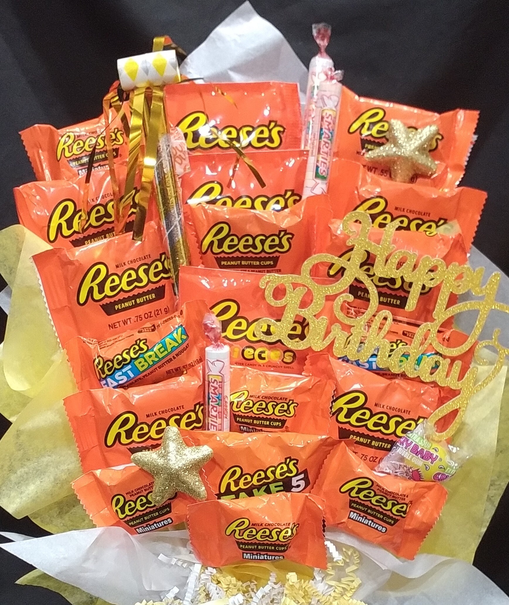 REESE'S BIRTHDAY Candy Bouquet, Reese's Candy Gift Basket, College Dorm