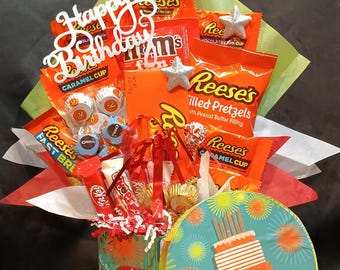 BIRTHDAY GIFT For MEN, Birthday Gift For Women, Birthday Candy Bouquet, Birthday Wishes, Reeses Gift, Birthday Care Package, Birthday Gift