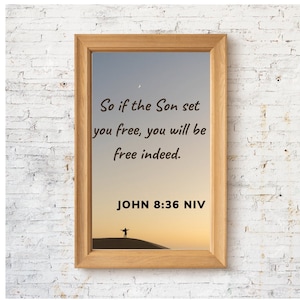 Jean 8:36 Impression numérique | Art biblique de la liberté chrétienne | Téléchargement instantané