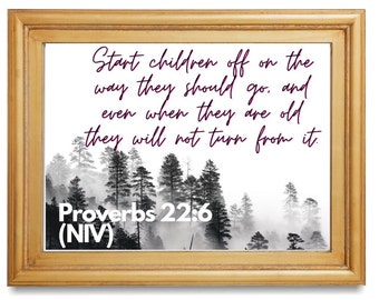 Proverbs 22:6 Digital Print | Christian Scripture Wall Art | Instant Download
