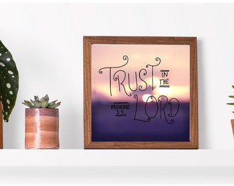 Arte bíblico de Proverbios 3:5 / Decoración cristiana para el hogar (Descarga digital)