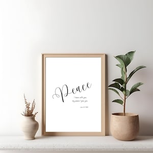 John 14:27 Bible Verse Print | Peace I Leave with You | Christian Wall Art | Scripture Digital Download | Faith Printable Decor