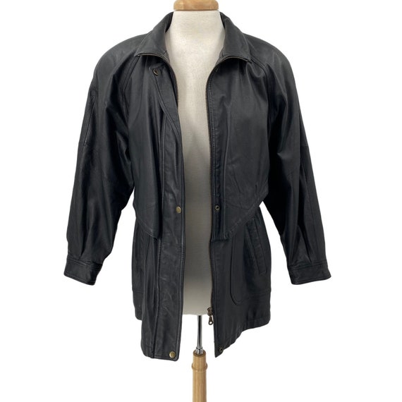 Vintage Genuine Leather Jacket Longline Layered F… - image 3