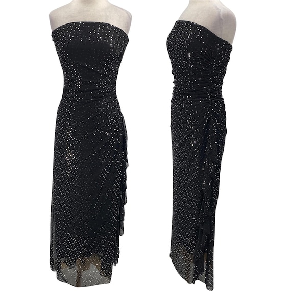 city triangles dress 90s Vintage 90s City Triangles Black Slip Dress Large Grunge Whimsigoth Indie Sleeze