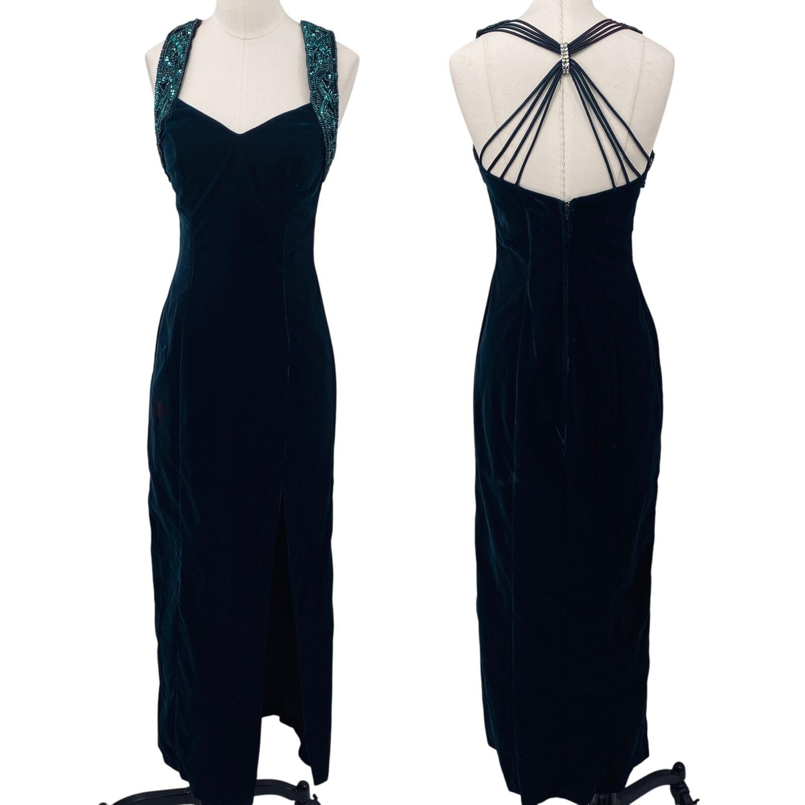 knee length dresses for ladies Lilah Green Velvet Sequin Occasion Maxi Dress  Girl In Mind